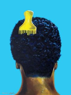 a painting of a person with a comb on their head