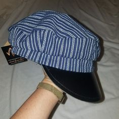 Navy Blue With Pin Stripes, Black Bill. Tried On, Never Worn. Pop Style, Hats For Women, Color Blue, Navy Blue, Stripes, Women Accessories, Navy, Hats, Women Shopping