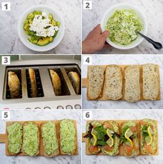 steps to make a sandwich with avocado, lettuce, and bread