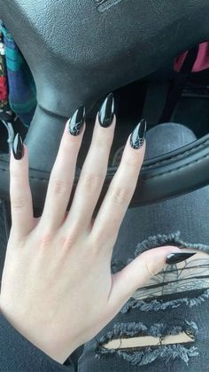 Goth Nails Spider Web, Black Spider Web Nails Acrylic, All Black Nails With Spider Web, Spider Web Black Nails, Black Acrylic Nails With Spider Web, Black Grunge Nails Acrylic, Halloween Nails Black With Spider Web, Black Nail Inspo Halloween, Black Almond Nails Spiderweb