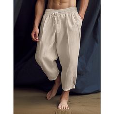 Season:Spring  Summer; Fabric:Linen Cotton Blend; Gender:Men's; Style:Fashion,Classic Style; Occasion:Casual,Daily,Holiday; Fit Type:Regular Fit; Function:Comfort,Breathable; Waistline:Mid Waist; Pattern:Plain; Design:Straight Leg,Elastic Waist,Drawstring; Pants Type:Summer Pants,Linen Pants,Trousers; Fly Type:Elasticity,Drawstring; Front page:FF; Listing Date:02/21/2024; Hips:; Length:; Waist: Mens Flowy Pants, Linen Trousers Men, Baggy Sweatpants, Mens Linen Pants, Trouser Pocket, Loose Trousers, Flowy Pants, Summer Pants, Mens Pants Fashion