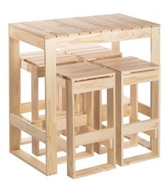 three wooden stools stacked on top of each other