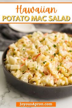 this hawaiian potato mac salad is so good and it's ready to be eaten