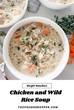 chicken and wild rice soup with carrots on the side