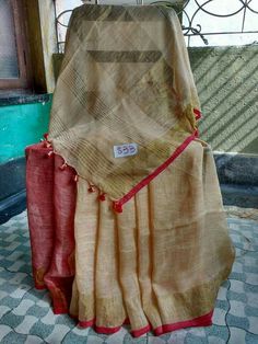 Linen sarees with pompom Bottom left corner is the blouse Price,:2599 Order what's app 7995736811 Saree Blouse Neck Designs, Maggam Work Blouses, Maggam Work Blouse Designs, Saree Photoshoot, Blouse Neck, Blouse Neck Designs