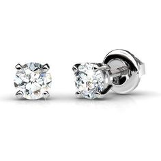 Bargain 0.50 CT Diamond Stud Earrings in 14KT White Gold Round Diamond Earrings, Diamond Earrings Studs Round, Womens Earrings Studs, Halo Earrings Studs, Ear Stud, Cushion Cut Diamonds, Diamond Stud, Simple Earrings, Round Earrings