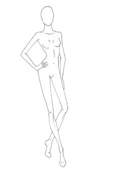 a drawing of a female mannequin standing with her hands on her hips