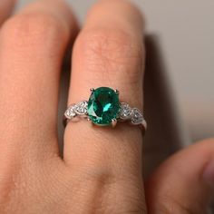 Lab emerald ring oval cut May birthstone sterling silver | Etsy Oval Emerald Birthstone Ring For May, Oval Emerald May Birthstone Ring, Promise Emerald Ring With Diamond Oval Shape, Oval Emerald Birthstone Ring In White Gold, Oval Emerald Jewelry For Promise, Oval Emerald Promise Jewelry, Promise Oval Emerald Ring With Diamond, Elegant Oval Emerald Promise Ring, Oval Emerald Diamond Promise Ring