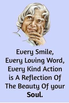 an old woman with the words every smile, every loving word, every kind action is a reflection of the beauty of your soul