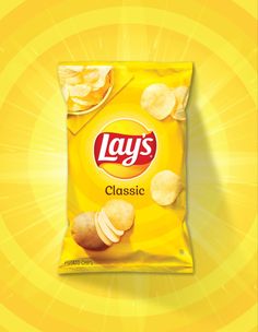 lays classic potato chips on yellow background