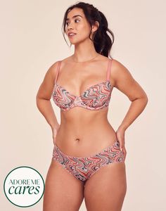 Fun fact: Malina’s groovy ’70s-inspired swirls were created through a digital-printing technique that significantly cuts our water usage and requires less machinery & maintenance (compared to traditional screen printing)—so you can look good while feeling better about the earth. (See Malina Unlined for more sizes.) Multicolor Padded Underwire Bra, Multicolor Underwire Bra With Padded Cups, Multicolor Push-up Bra For Summer, Fitted Multicolor Bra With Padded Cups, Chic Bra, Groovy 70s, Feeling Better, Water Usage, Adore Me