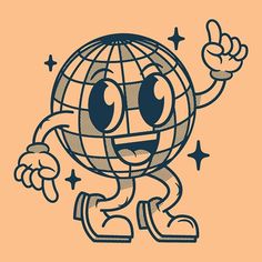 an image of a cartoon globe character giving the thumbs up sign with stars around it