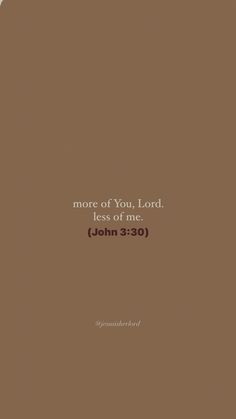 a brown book cover with the words, more of you, lord, less of me john 3 30