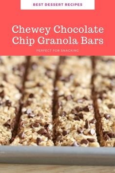 chewy chocolate chip granola bars with text overlay