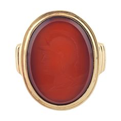 Vintage 10k Yellow Gold Carnelian Roman Soldier Head Ring Size 7.5 This Gorgeous Ring Features A Roman Soldier Head Etched Into A Beautiful Carnelian Stone Set In 10k Yellow Gold! Ring Size: 7.5 Shank: 3.98mm Front: 22.82mm X 7.76mm X 3.64 Weight: 9.4 G/ 6.0 Dwt Hallmark: 10k Very Good Condition, Professionally Polished. Will Come Packaged In A Gift Box Or Pouch (When Possible) And Will Be Shipped U.S. Priority Mail Insured. Mm122023/17kcs Roman Soldier, Roman Soldiers, Head Ring, Gorgeous Ring, Carnelian Stone, Yellow Gold Ring, Ring Size 7, Stone Settings, Womens Jewelry Rings