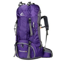 the backpack is purple and grey