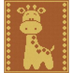 a cross stitch pattern with a giraffe on it's face and neck