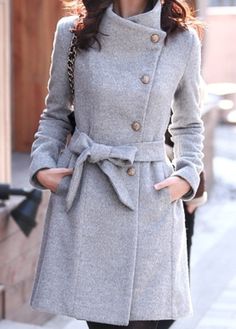 Beautiful winter coat - $68.00 Grey Winter Coat, Wool Jackets Women, Victoria Secrets, Looks Chic, Winter Coats Women, Looks Style, Wool Jacket, Elegant Woman