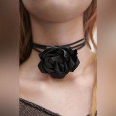 Nwt. Zara Black Long Cord With Leather Flower Necklace. Ref. 2855/201. #1 Chic Black Flower Jewelry, Black Flower Choker As A Gift, Black Flower Choker For Gifts, Black Jewelry For Spring Party, Black Flower Necklace For Party, Elegant Black Flower Necklaces, Elegant Black Necklaces For Spring, Elegant Black Spring Jewelry, Zara Jewelry