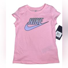 Nwt Nike Pink T-Shirt Made Of 100% Cotton. Blue/Purple Ombre Logo Graphic. Purple Cotton Logo Print Top, Purple Cotton Tops With Logo Print, Nike Purple Crew Neck T-shirt, Purple Logo Print Short Sleeve T-shirt, Purple Short Sleeve T-shirt With Logo Print, Basic Purple Tops With Graphic Print, Purple Short Sleeve Top With Logo Print, Nike Pink Tops With Letter Print, Pink Nike Tops With Letter Print