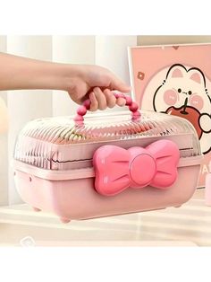 Cute Cartoon Style Storage Box For Hairpins, Hair Accessories, Cosmetics, Large Capacity Transparent Jewelry Case Pink    Plastic     Storage & Organization, size features are:Bust: ,Length: ,Sleeve Length: Transparent Jewelry, Hair Accessories Storage, Girls Jewelry Box, Pink Pilates, Sticker Storage, Nursery Storage, Rose Bonbon, Baby Hair Clips, Creative Storage