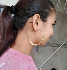 Flat Golden Hoop Earrings, Brass Earrings, Modern Original Hoops, Boho Ethnic Tribal Earrings, Big Round Hoop Earrings, Gift For Her Metal:-brass ❥ Customers' satisfaction is our biggest priority, please contact us with any questions/queries for future or existing orders, and we will do our best to make sure you are happy with your order. ❥Please make sure to add the correct address during checkout. You can return your purchased item within 15 days after successful delivery. We offer a 100% "Mon Golden Hoop Earrings, Golden Hoops, Earrings Big, Brass Earrings, Jewelry Earrings Hoops, Favorite Jewelry, Gift For Her, Jewelry Earrings, Hoop Earrings