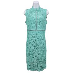 Nwt Bardot Seafoam Green Lace Sheath Dress Womens 6 Sheer Sleeveless Romantic Original Retail $129.00 Med14 - 2575 New With Original Tags (See Pics For Details) Listing Details: As Seen Worn By Summer Montgomery On Netflix Original Country Comfort This Feminine Bardot Floral Lace Dress In Mint Green Features A Mock Neckline, Ladder Stitch Insets, And An Exposed Back Zipper. This Sheer Sleeveless Dress Has A Back Vent And The Bodice And Skirt Are Both Partially Lined. A Classic Paneled Sheath Sil Elegant Green Sleeveless Lace Dress, Green Sleeveless Lace Party Dress, Fitted Sleeveless Lace Dress For Spring, Feminine Sleeveless Lace Dress For Date Night, Fitted Sleeveless Chic Lace Dress, Spring Formal Lace Sleeveless Dress, Chic Fitted Sleeveless Lace Dress, Sleeveless Summer Lace Dress For Date Night, Bardot Dress