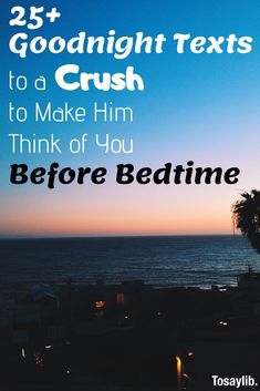 the cover of 25 + goodnight texts to a crush to make him think of you before bedtime