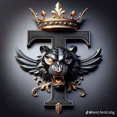 a cross with a lion's head on it and a crown above the cross