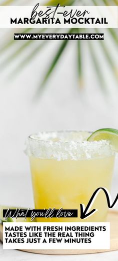 the margarita cocktail is ready to be served with fresh ingredients and takes just a few minutes