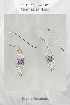 Adorn your ears with these elegant leaf-adorned tanzanite earrings that are inspired by the curves and fluidity of leafy vines and crafted by hand from sterling silver.  See and shop these artisan-made earrings at KryziaKreationsStudio.com Tanzanite Earrings, Conflict Free Diamonds, 14kt Gold, Wedding Earrings