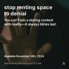 a person holding their hand up with the text stop renting space to dental you can't win a staring contest with reality - it always blinks last