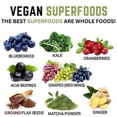 vegan superfoods are the best superfoods for whole foods, including blueberries, kale, cranberries, grapes, spinach seeds, broccoli, and ginger