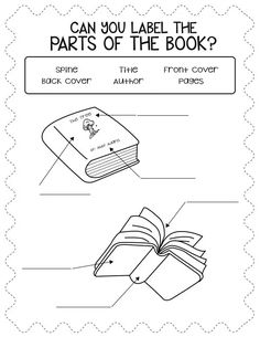 the parts of a book worksheet for kids to learn how to read it