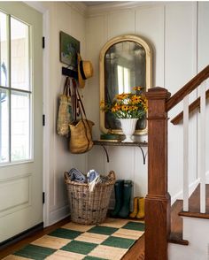 the entryway is clean and ready for us to use as a storage area in the house