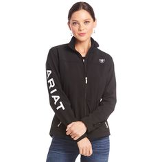 Check out the Women's Softshell jacket from Ariat. It features embroidered logo branding on left chest and name on right arm. 92% Polyester 8% Spandex Softshell stretch nylon with microfleece backing for breathability and superior heat retention Two front zippered pockets Wind and water resistant with breathability Softshell technology - Stretch shell with bonded knit for breathability and wind resistance EcoDRY Eco-friendly rain protection Standing collar Hem hangs lower in back Ariat® branding Rain Protection, Softshell Jacket, Standing Collar, Soft Shell Jacket, Logo Branding, Front Zipper, Adidas Jacket, Zipper Pocket, Water Resistant