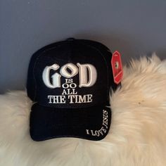 Velcro Adjustable Back Strap Gives A Secure Fit. Simple And Durable. Easy To Clean And The Color Won’t Fade Quickly. Black Dad Hat With Letter Print, Casual Black Trucker Hat With Letter Print, Black One Size Streetwear Hats, Black Cotton Hat, Christian Hats, Black God, Christian Posters, Ball Caps, Christian Clothing