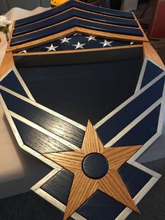 an image of a wooden star on display