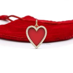 We are presenting our 14k Gold Diamond Enamel Heart Pendant, Diamond Heart Pendant, Red Enamel Heart Pendant, Diamond Heart Pendant, Designer Heart Charm Pendant With Available Option For Primary Color And Enamel Color. Item Descriptions : Item: Enamel Heart Pendant Size: 15 MM Gemstone: Diamond Enamel Color: Select From variations Metal: 14K Gold Made to order. Wholesale Prices Available. Buy this Pendant and give the best choice to your loved ones. They will always feel your jewelry touch. ♥ W Red Enamel Jewelry For Valentine's Day, Enamel Heart Charm Necklace For Valentine's Day, Valentine's Day Gift Enamel Heart Necklace, Valentine's Day Heart Charm Enamel Jewelry, Valentine's Day Enamel Heart Charm Jewelry, Red Heart-shaped Charm Jewelry, Red Heart Charm Necklace For Anniversary, Red Heart-shaped Enamel Jewelry, Red Heart Necklace For Anniversary