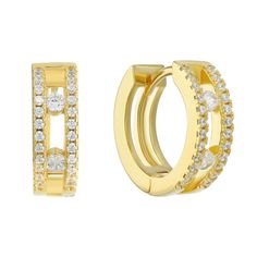 Give your accessories collection a refresh with these cubic zirconia-embellished 14k gold plated huggie earrings. Give your accessories collection a refresh with these cubic zirconia-embellished 14k gold plated huggie earrings. FEATURES Diameter: 14 mm Backings: click-it Nickel free Metal: sterling silver Plating: 14k gold flash plated Finish: polished Packaging: boxedSTONE DETAILS Stone type: cubic zirconia Shape: round Setting: pave Gemstones may have been treated to enhance their appearance. Formal Huggie Earrings With Sparkling Stones, Formal Sparkling Stone Huggie Earrings, Gold Brilliant Cut Cubic Zirconia Huggie Earrings, Anniversary Huggie Earrings With Sparkling Stones, Cubic Zirconia Huggie Earrings With Sparkling Stones, Sparkling Cubic Zirconia Huggie Earrings, Gold Huggie Earrings With Vvs Clarity Cubic Zirconia, Yellow Gold Cubic Zirconia Huggie Earrings, Yellow Gold Huggie Earrings With Sparkling Stones