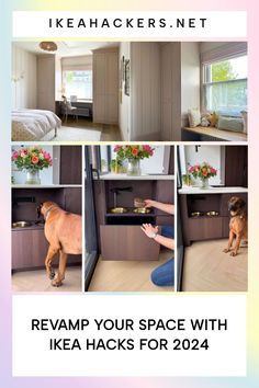 a collage of photos with the words reamp your space with ikea hacks for 2012