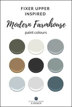 the color scheme for modern farmhousee paint colors, including black, white and grey