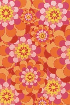 an orange, pink and yellow flower pattern