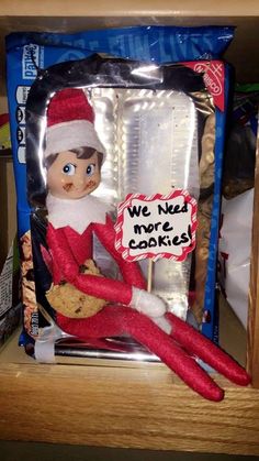 Elf On The Shelf Cookies Ideas, Elf On Shelf Cute Ideas, Cookies Elf On The Shelf, Oreo Elf On The Shelf, Elves Come Back Ideas, Elf On Shelf Cookie Ideas, Elf Cookies On The Shelf, Welcoming Elf On The Shelf Back, Melted Snowman Elf On The Shelf