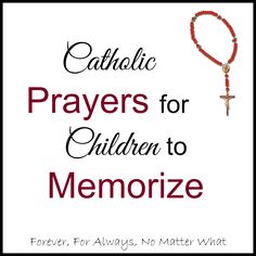 the cover of catholic prayer for children to memorialize, featuring a cross and rosary