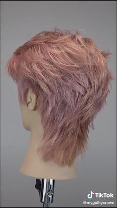 Aether Haircut, Pink Wolfcut Hair, Jojo Haircut, Pink And Black Mullet, Punk Hair Ideas, Short Pink Mullet, Purple Hair Mullet, Jellyfish Haircut X Wolf Cut Short, Jellyfish Haircut Short