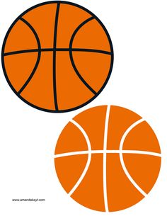 an orange and black basketball sitting next to each other on top of a white background