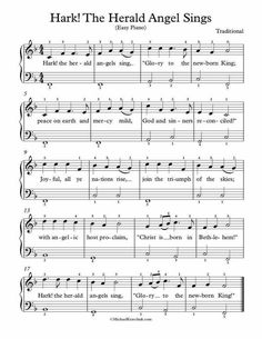 sheet music with the words hark the herald angel sings