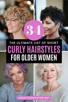 34 Stunning Short Curly Hairstyles for Older Women to Rock in 2024! – CreativeBooster Curly Hairstyles For Older Women, Embracing Natural Hair, Natural Hair Textures, Embrace Natural Hair, Curly Bobs, The Perfect Haircut, Older Women's Hairstyles, Short Curly Pixie, Grey Curly Hair