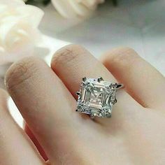 Asscher Cut Diamond Ring, Style Royal, Asscher Diamond, Cubic Zirconia Engagement Rings, Asscher Cut Diamond, Colored Engagement Rings, Simulated Diamond Rings, Moissanite Engagement Ring Solitaire, Asscher Cut